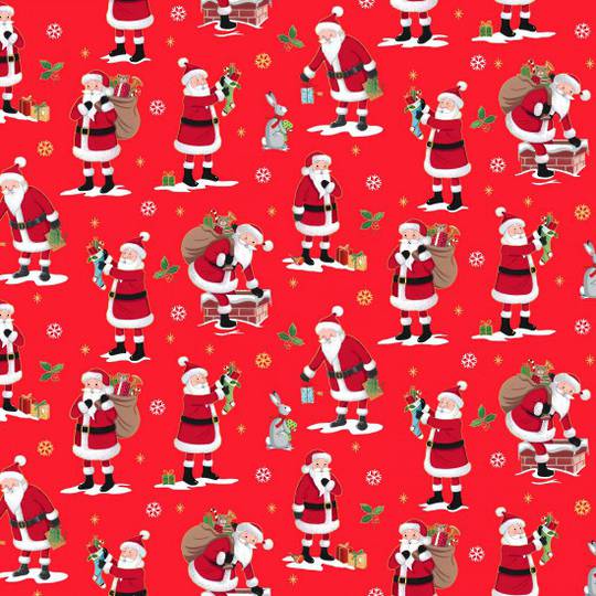 Red Santas Merry Christmas 102 by the half metre